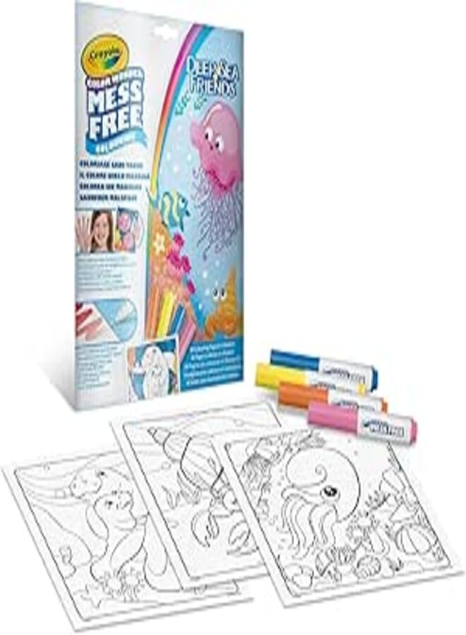 CRAYOLA - Color Wonder, 18 coloring pages and 4 stain-free markers, subject Sea friends, creative activity for children, age 3, 4, 5 years, article code 75-2667